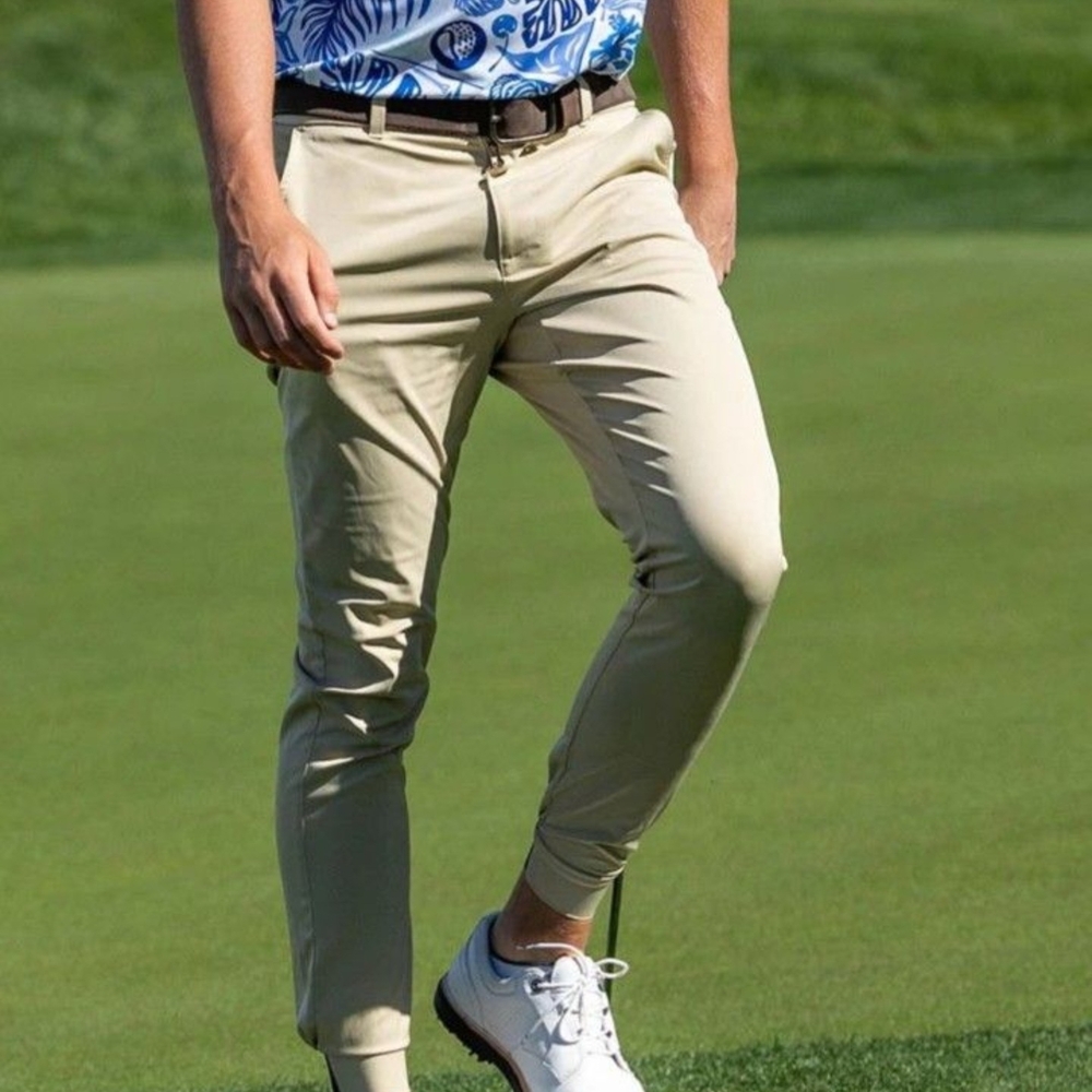 Tan Slim Fit Chinos with Tapered Leg